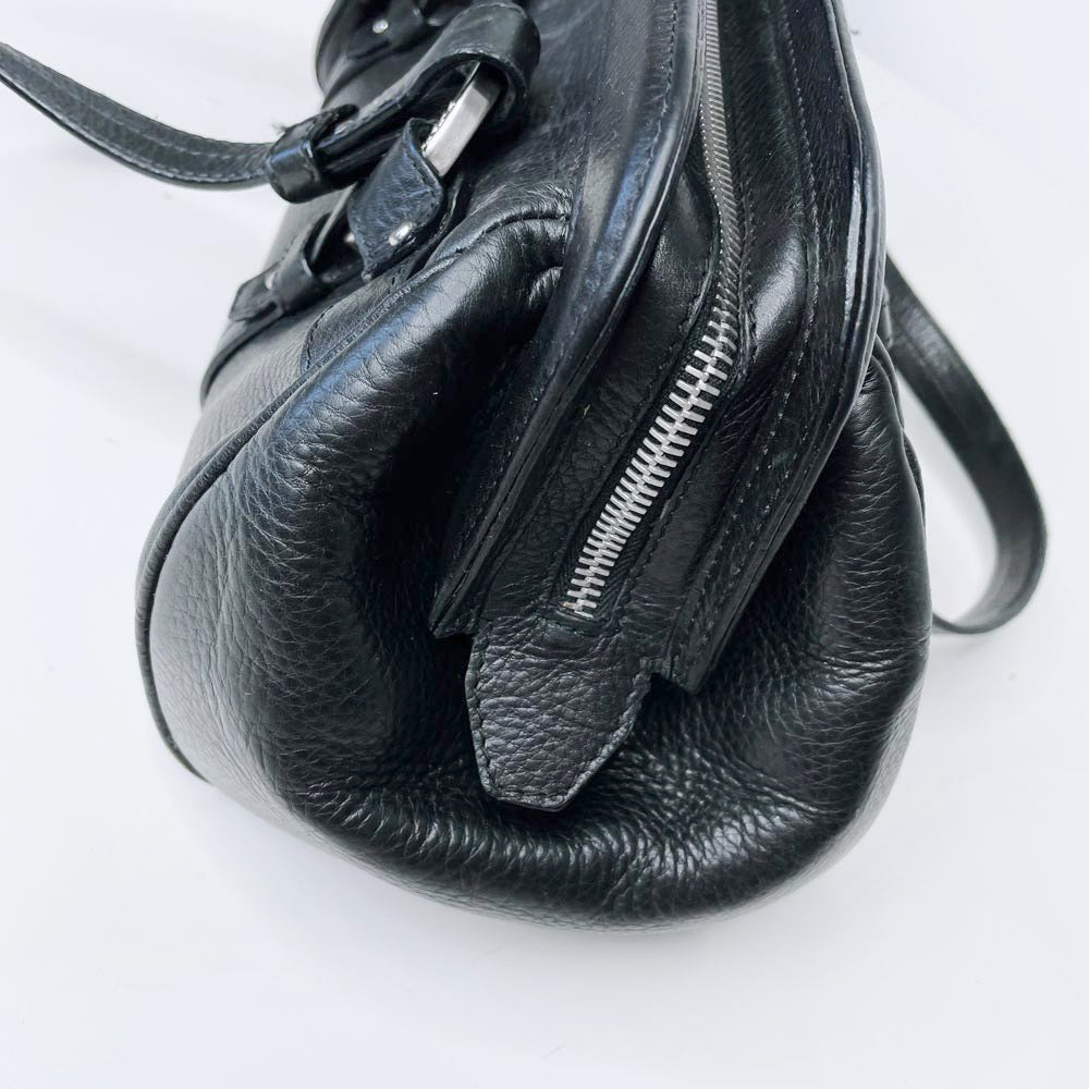 bally chona pebbled leather boston satchel