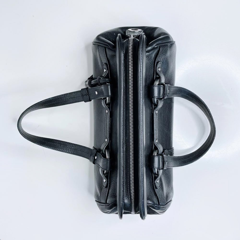 bally chona pebbled leather boston satchel