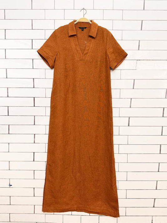 banana republic 100% cruise linen collared maxi dress - good market thrift store