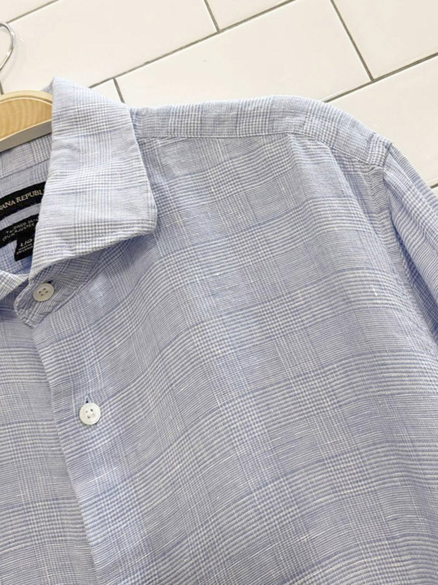 banana republic 100% linen check shirt - good market thrift store