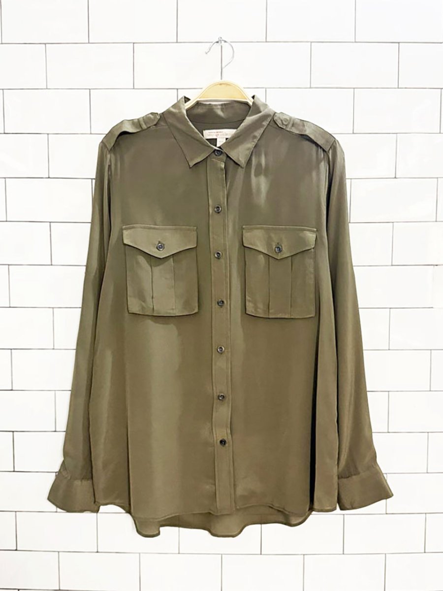 banana republic 100% silk double pocket utility blouse | heritage collection - good market thrift store