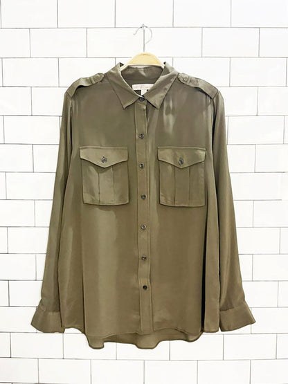 banana republic 100% silk double pocket utility blouse | heritage collection - good market thrift store