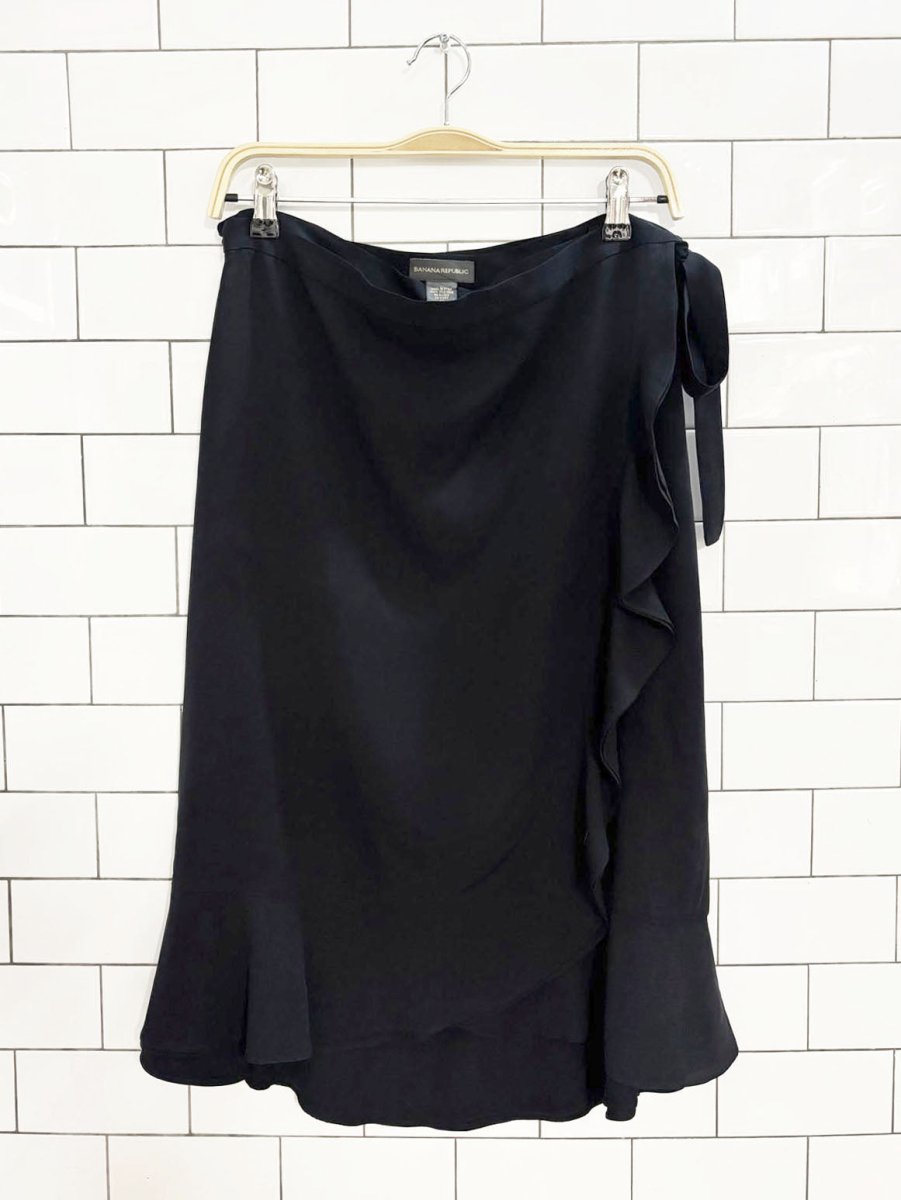 banana republic 100% silk flowy wrap knee length skirt - good market thrift store