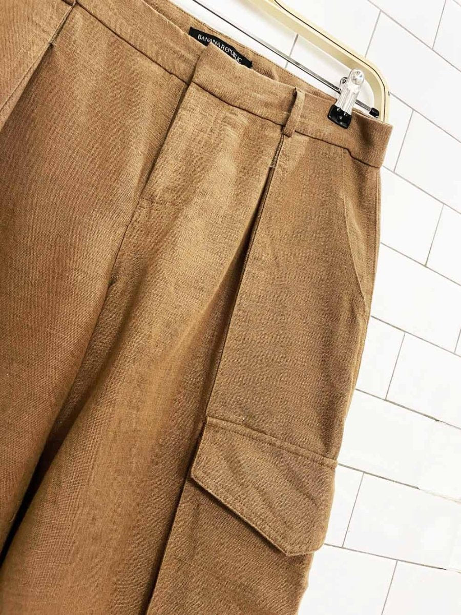 banana republic linen-bend pleated cargo wide leg trousers - good market thrift store