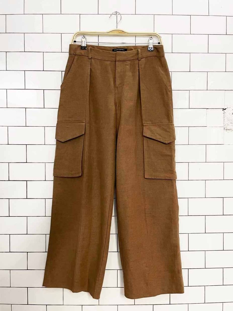 banana republic linen-bend pleated cargo wide leg trousers - good market thrift store