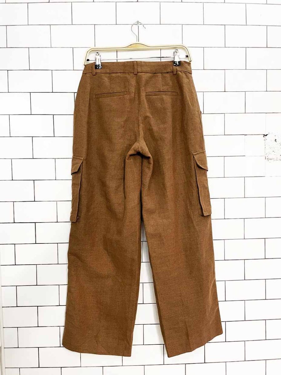 banana republic linen-bend pleated cargo wide leg trousers - good market thrift store