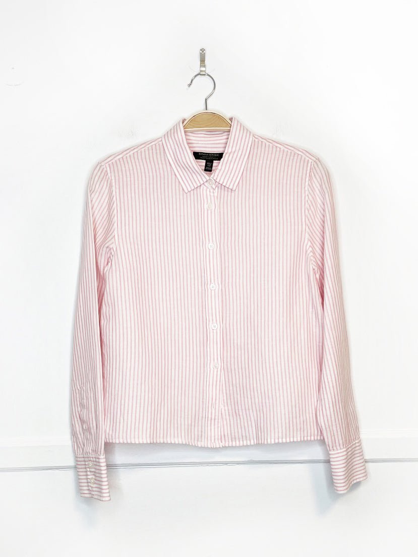 banana republic linen-blend boxy cropped sport prep shirt | rework - good market thrift store
