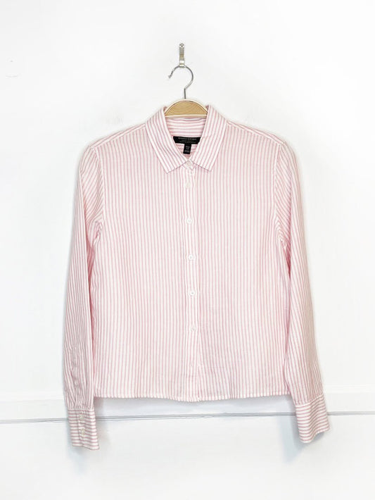 banana republic linen-blend boxy cropped sport prep shirt | rework - good market thrift store