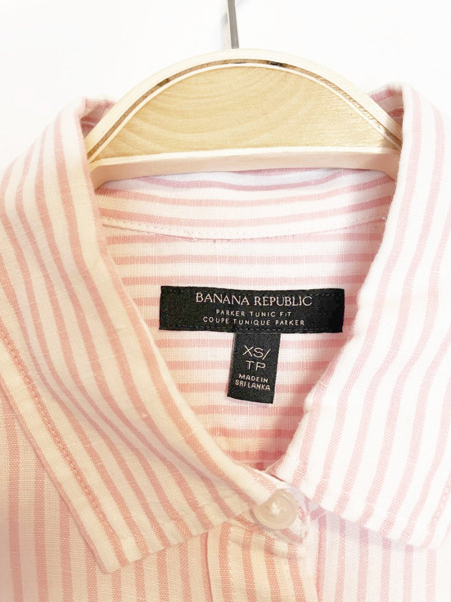 banana republic linen-blend boxy cropped sport prep shirt | rework - good market thrift store