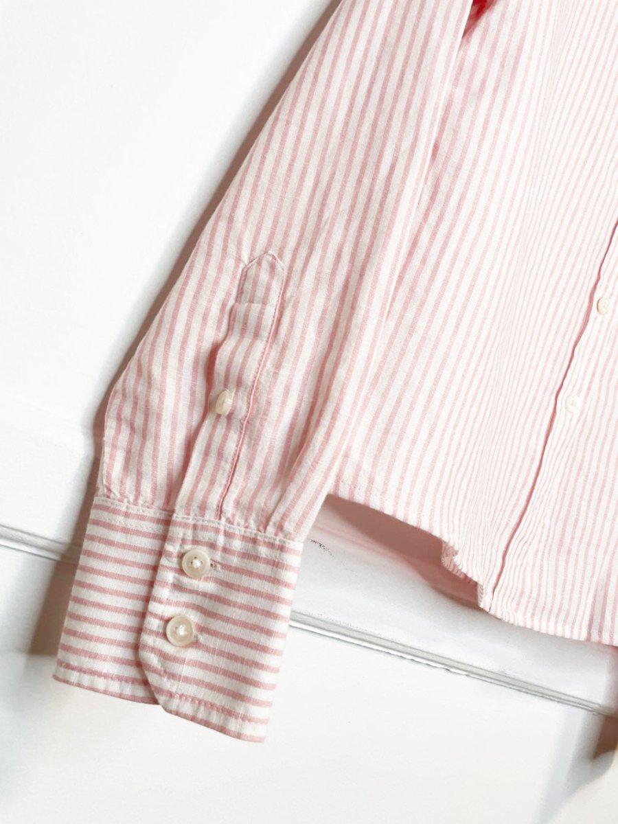 banana republic linen-blend boxy cropped sport prep shirt | rework - good market thrift store