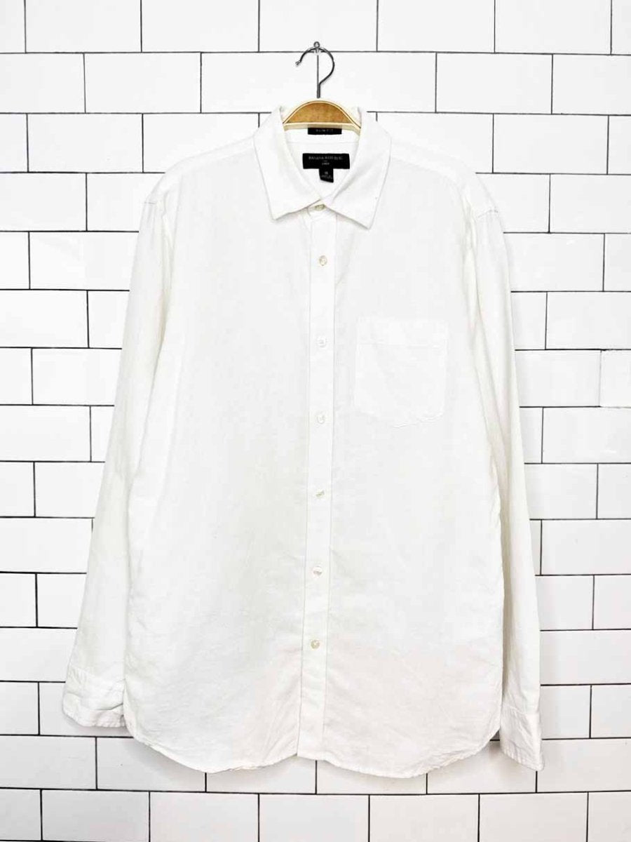 banana republic linen-blend full button shirt - good market thrift store