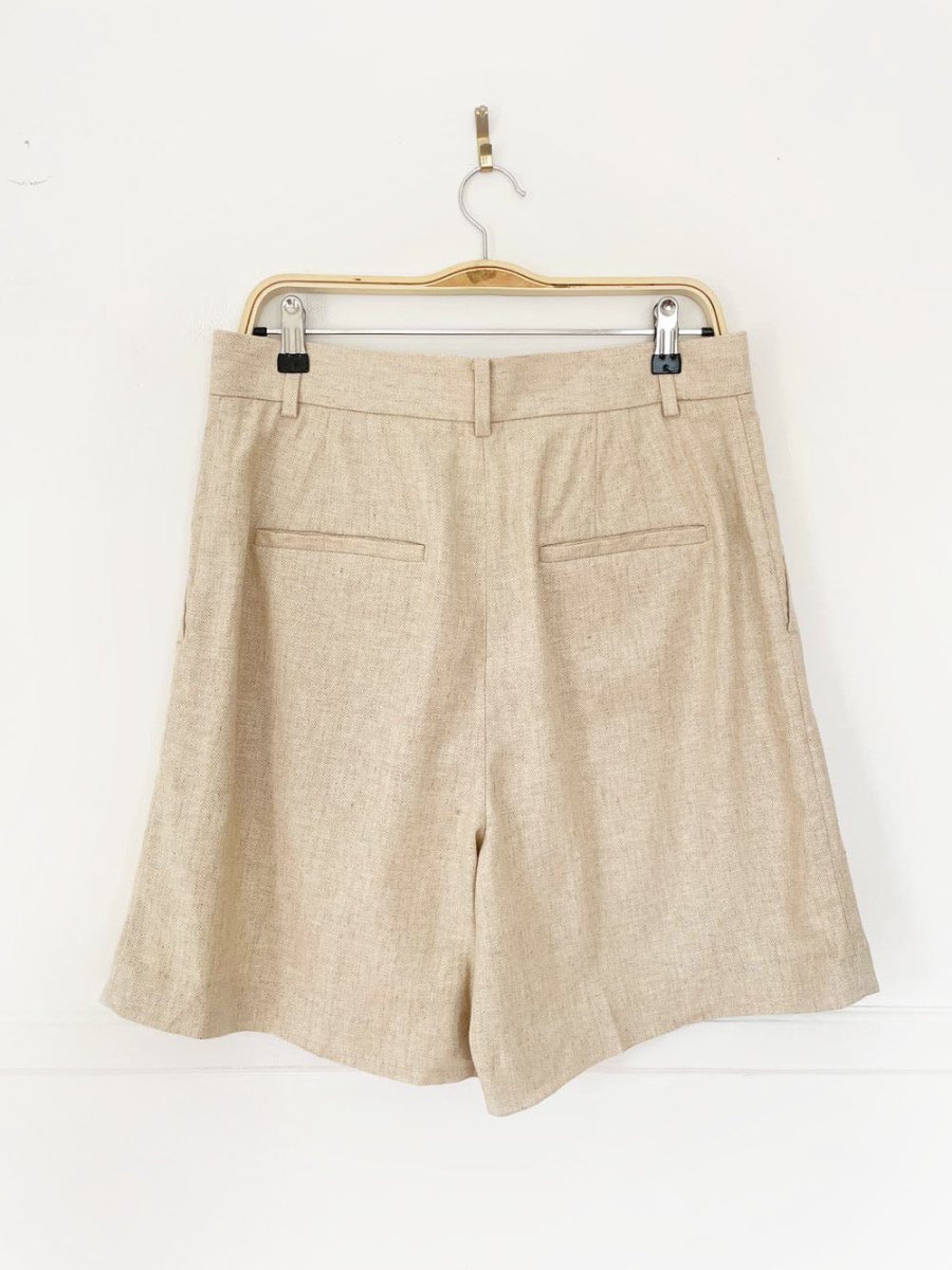 banana republic linen - blend herringbone pleated trouser short - good market thrift store