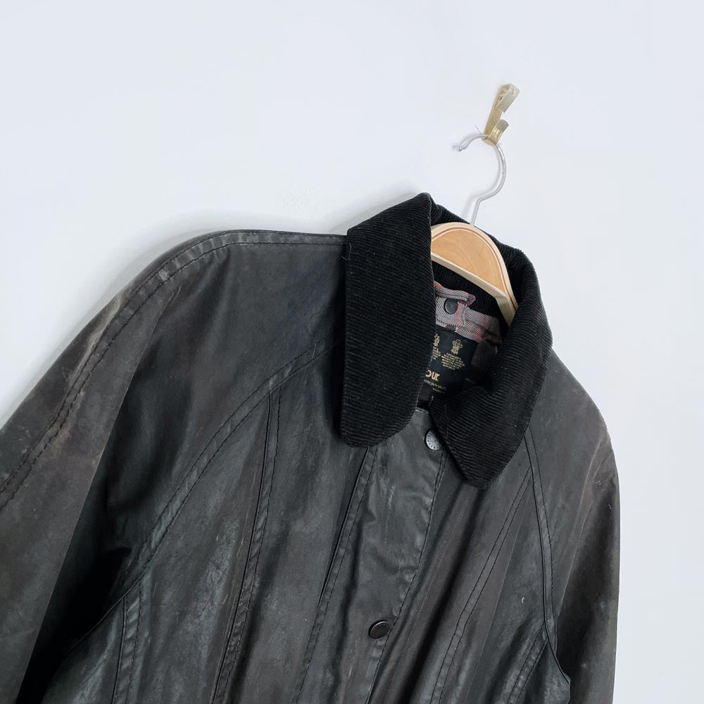 barbour beadnell waxed cotton chore jacket with corduroy collar