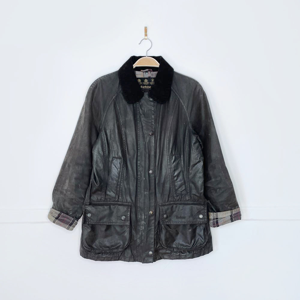 barbour beadnell waxed cotton chore jacket with corduroy collar