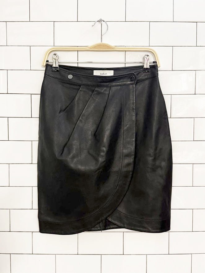 ba&sh leana butter leather wrap mini skirt - good market thrift store
