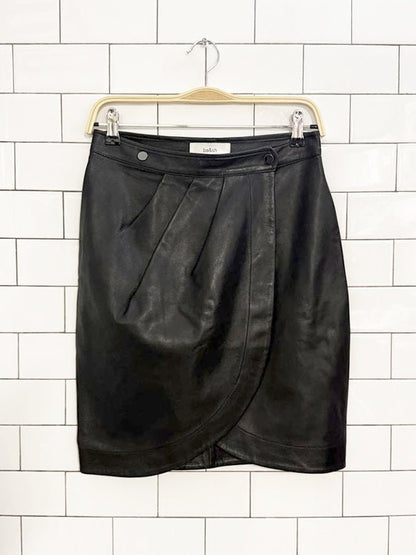 ba&sh leana butter leather wrap mini skirt - good market thrift store