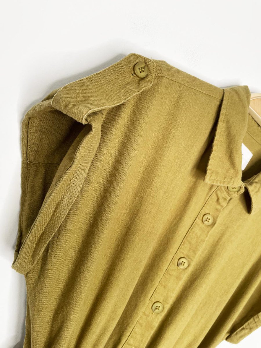 bb dakota linen - blend belted utility romper - good market thrift store