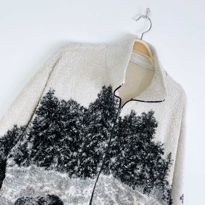 vintage black mountain bear scene fleece jacket