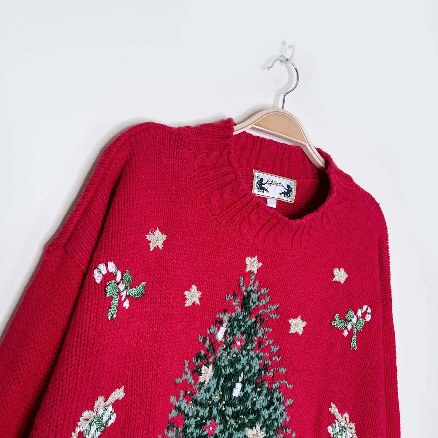 vintage episcia holiday tree and bears knitted sweater - size large