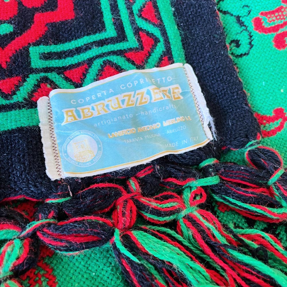 vintage 60s abruzzese italian hand woven blanket