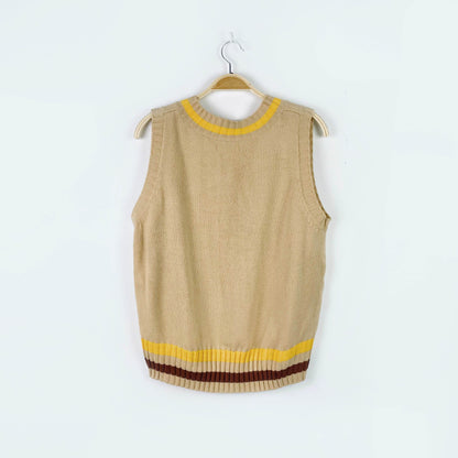 embroidered bee varsity stripe knit vest