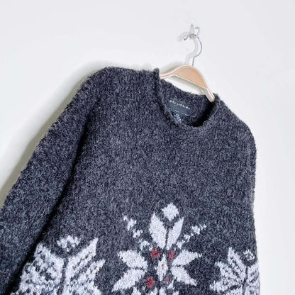 bellissimo wool-blend snowflake knit crew - size medium