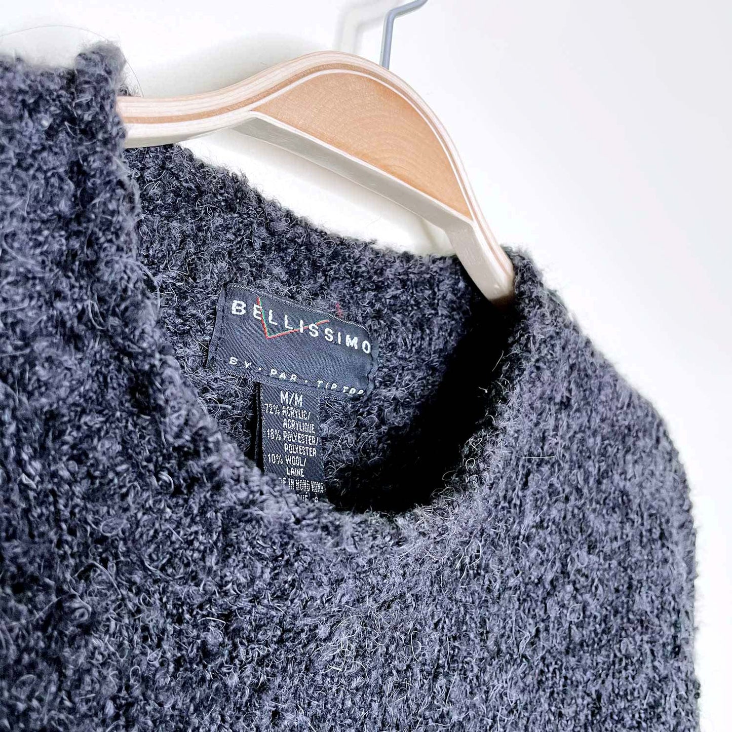 bellissimo wool-blend snowflake knit crew - size medium