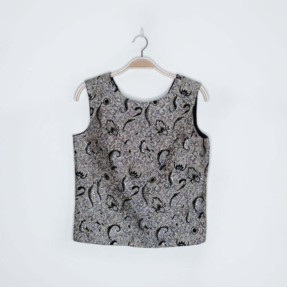 vintage bernard cowan gold brocade sleeveless top - size 9/10