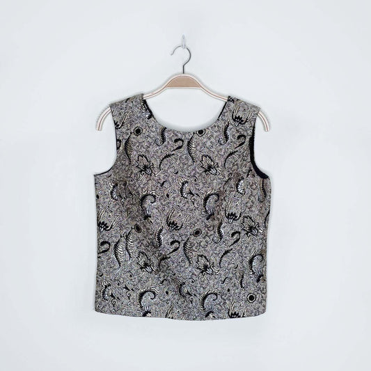 vintage bernard cowan gold brocade sleeveless top - size 9/10
