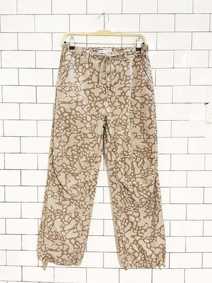 bershka spotted camo front tie parachute denim pants - good market thrift store
