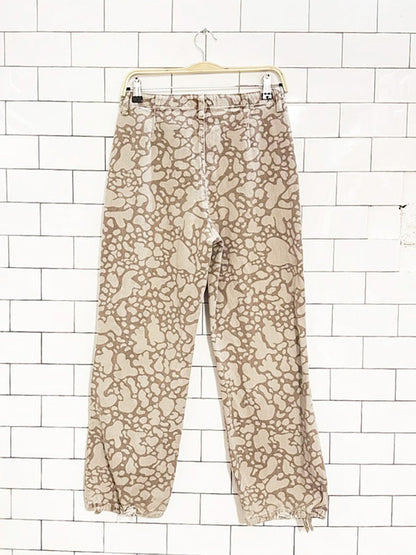 bershka spotted camo front tie parachute denim pants - good market thrift store