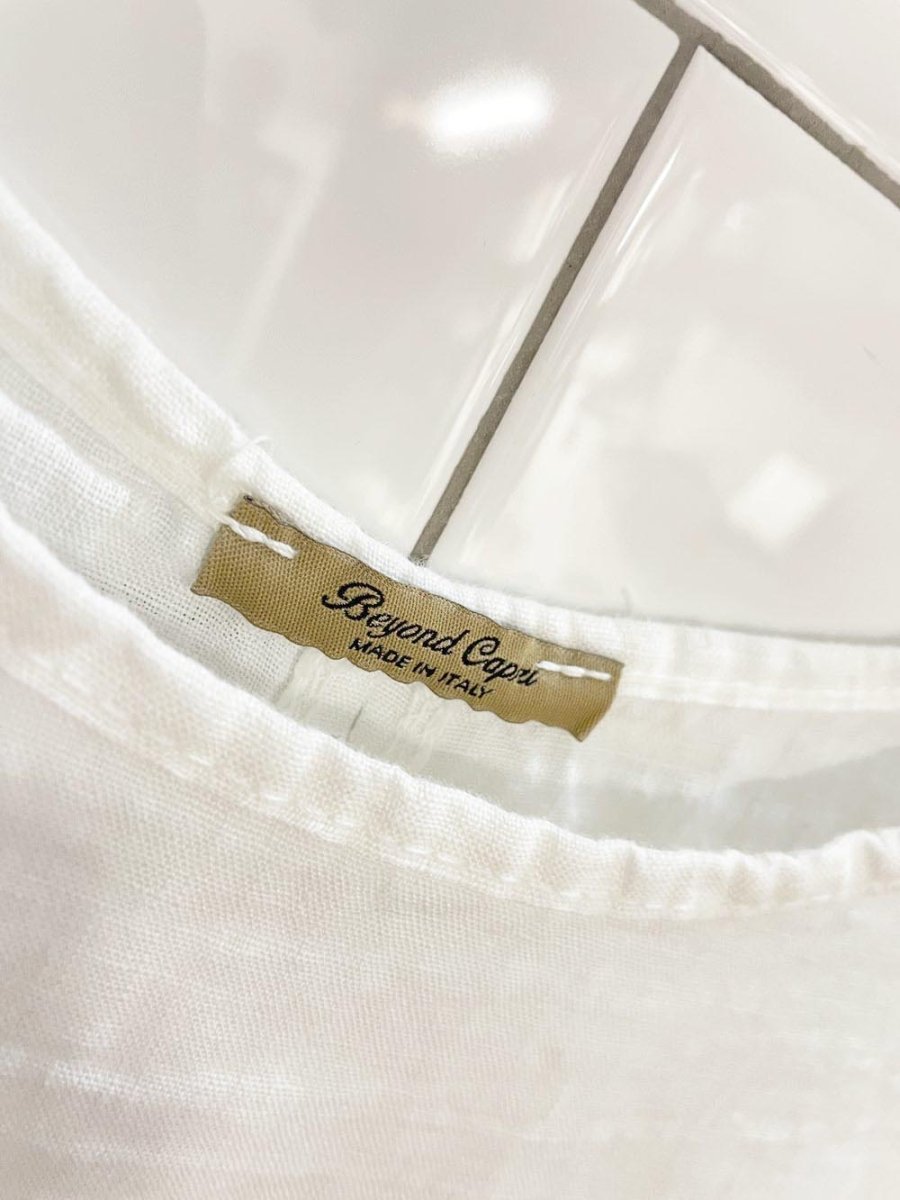 beyond capri 100% linen shell button back oversized shirt - good market thrift store