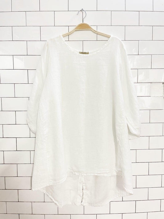 beyond capri 100% linen shell button back oversized shirt - good market thrift store