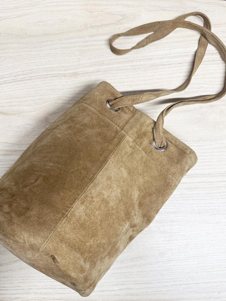 beyond retro upcycled suede bucket bag - good market thrift store