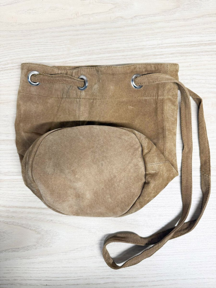 beyond retro upcycled suede bucket bag - good market thrift store