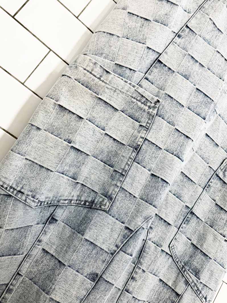 bibi baggy patch check denim overalls - good market thrift store