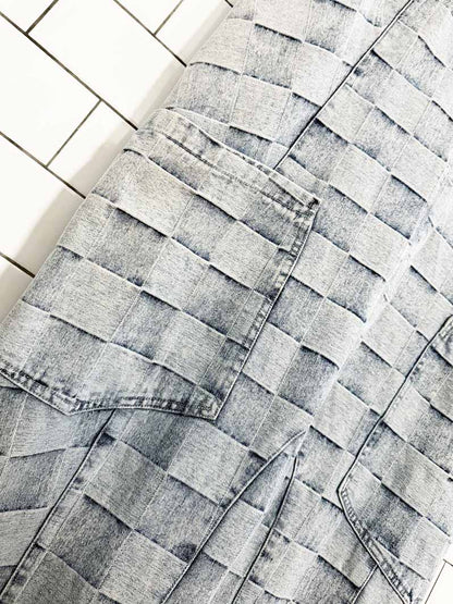 bibi baggy patch check denim overalls - good market thrift store