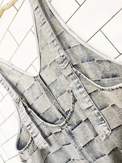 bibi baggy patch check denim overalls - good market thrift store