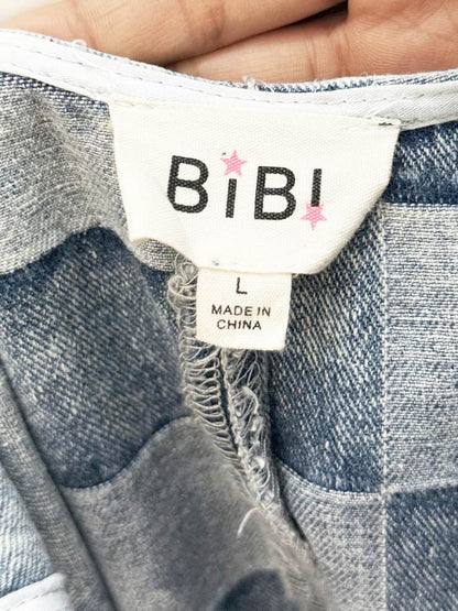 bibi baggy patch check denim overalls - good market thrift store