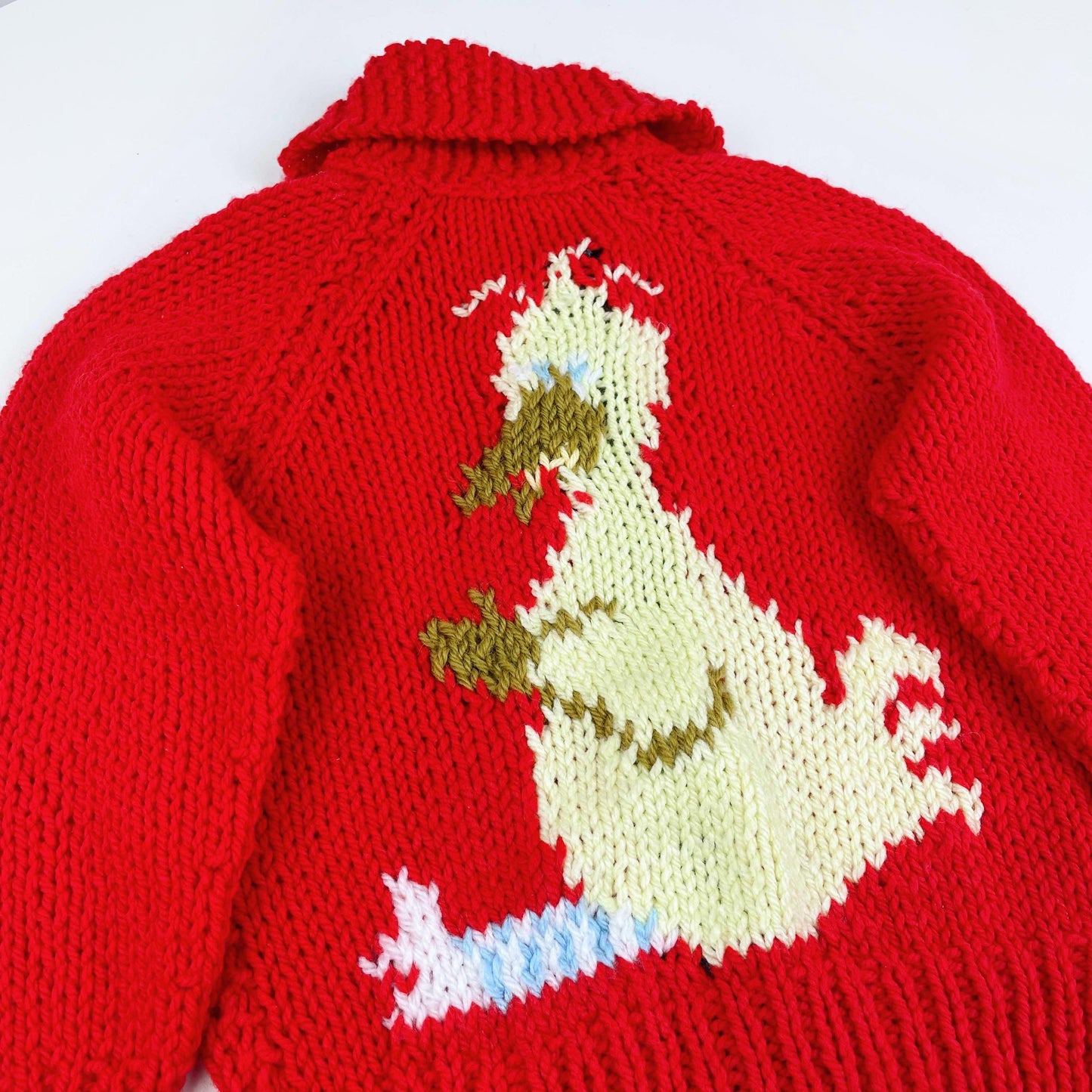 vintage hand-knit big bird cardigan jacket - size small