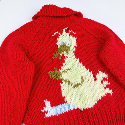 vintage hand-knit big bird cardigan jacket - size small