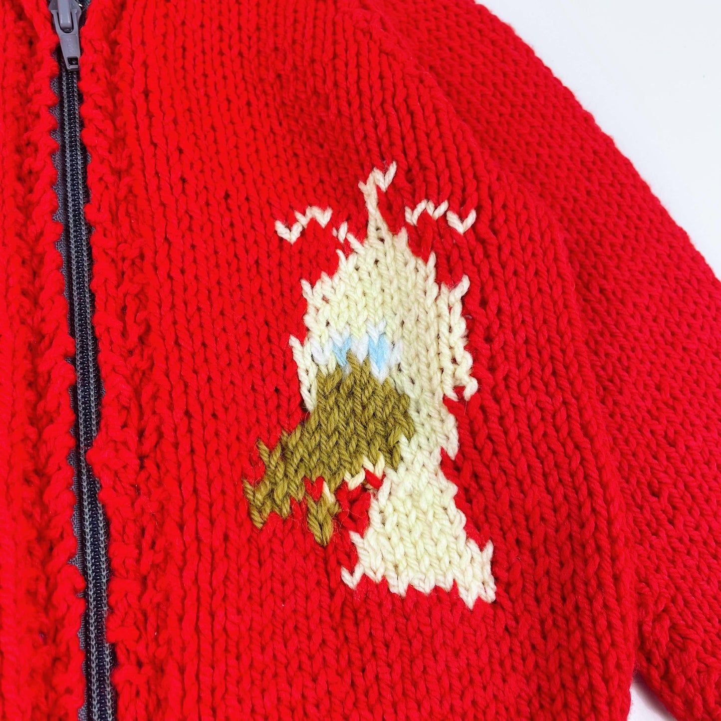 vintage hand-knit big bird cardigan jacket - size small