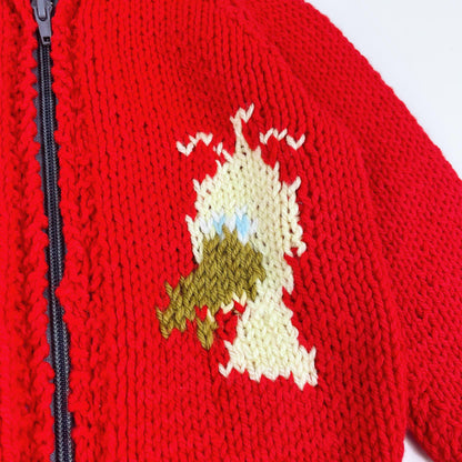 vintage hand-knit big bird cardigan jacket - size small