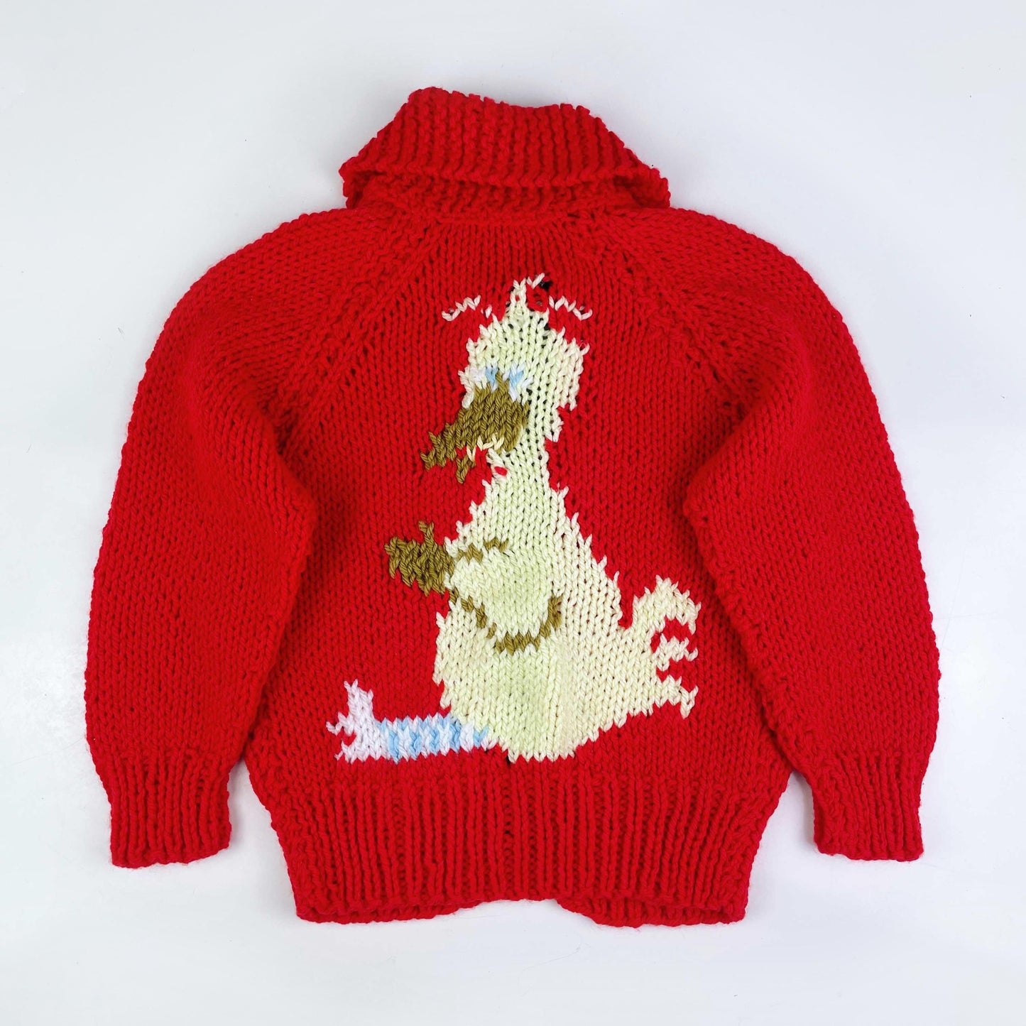 vintage hand-knit big bird cardigan jacket - size small