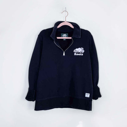 roots original 1/4 zip sweatshirt - size large