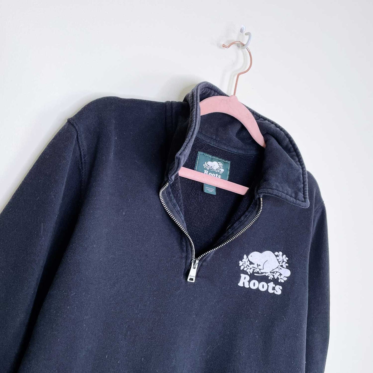 roots original 1/4 zip sweatshirt - size large