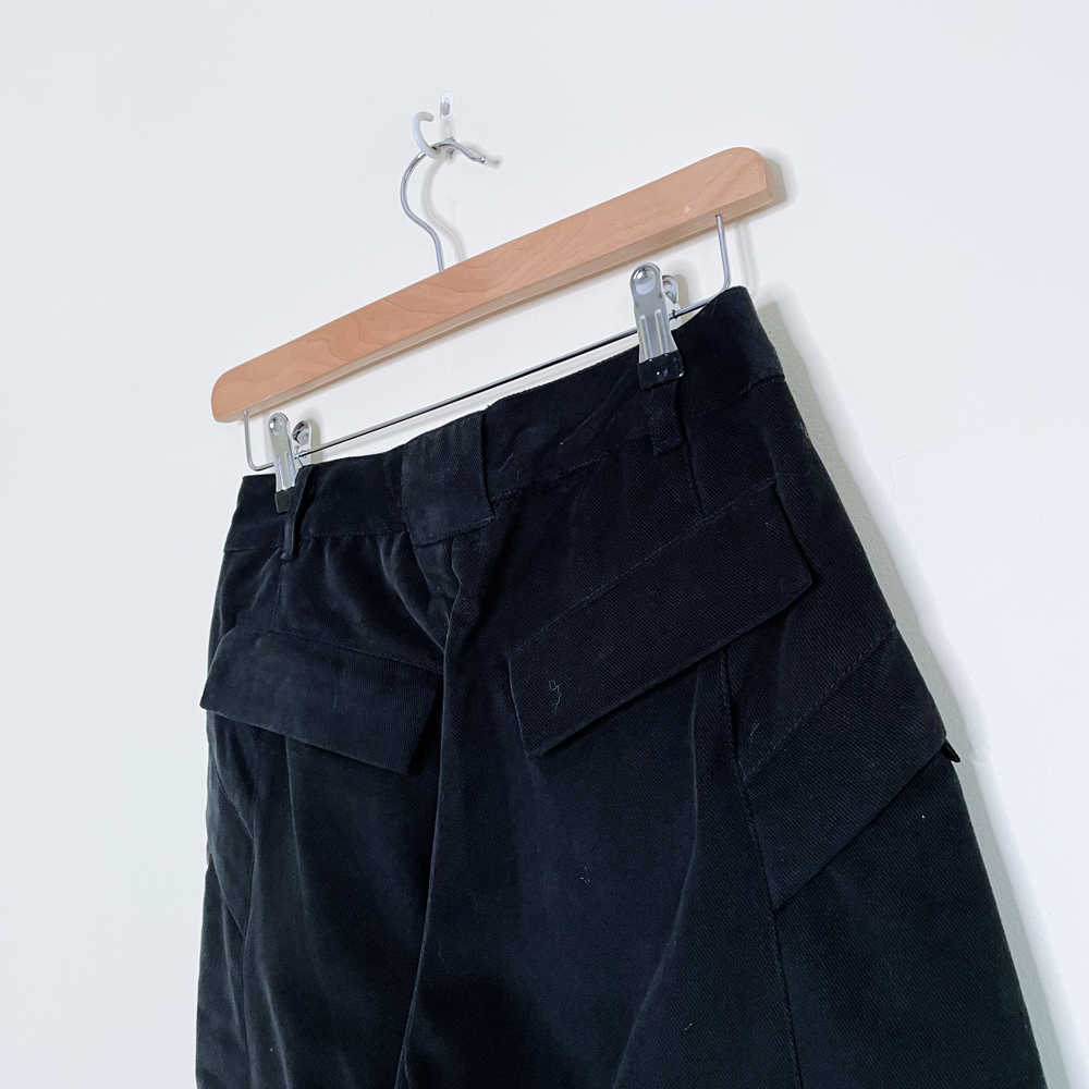 nwt deadstock parasuco rebel-i black twill utility wide leg pants