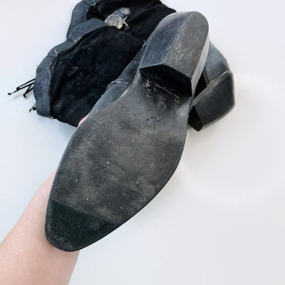 vintage 90s eagle crest tassel suede western boots