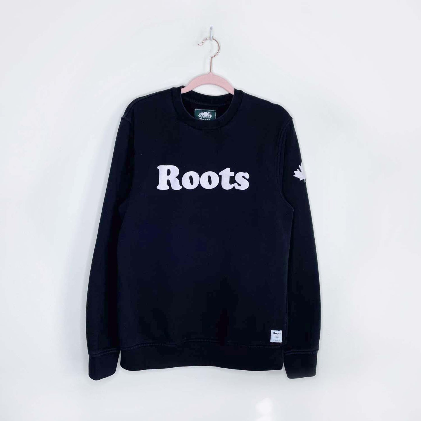roots flocked boyfriend fleece crew - size small