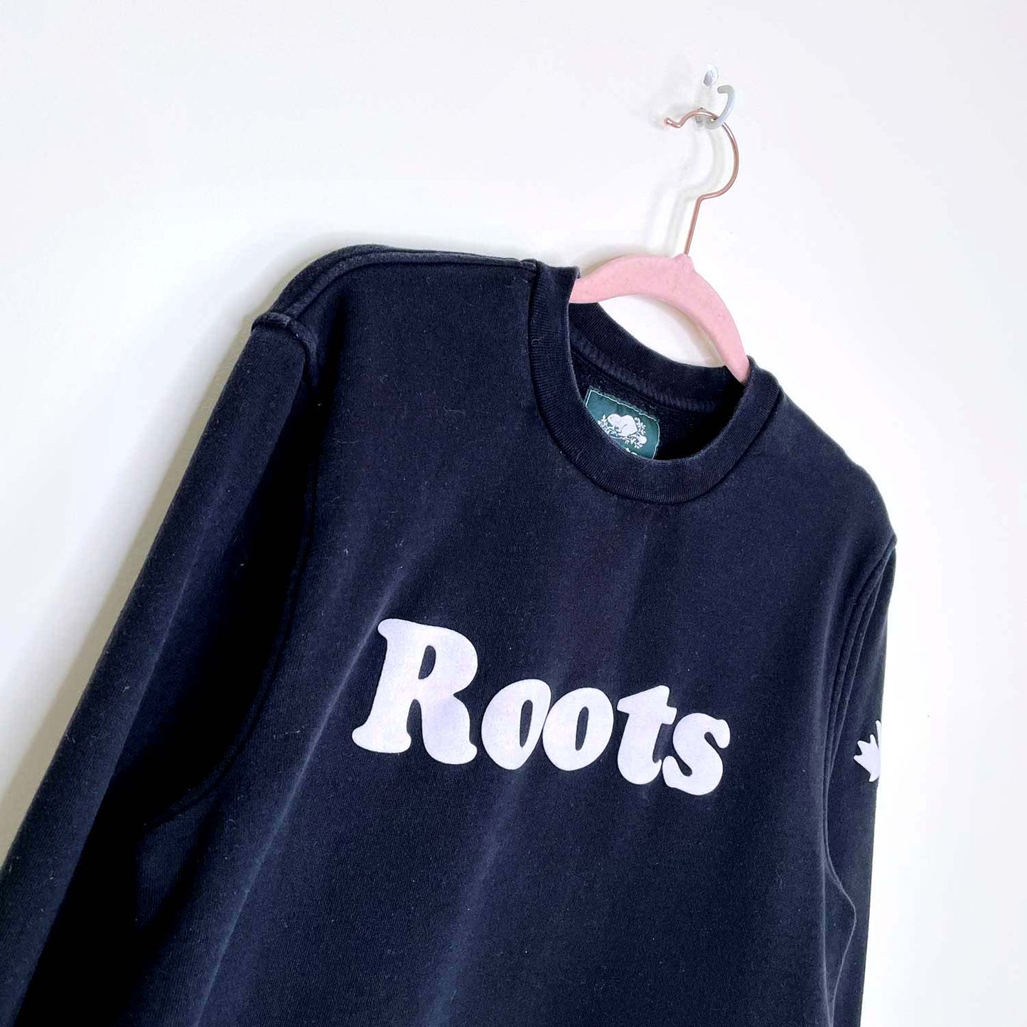 roots flocked boyfriend fleece crew - size small